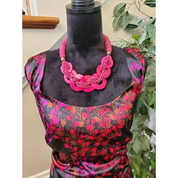 London Style Women Floral Polyester Square Neck Sleeveless Knee Length Dress 12 - Picture 6 of 14